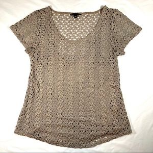 Banana Republic open knit top with camisole brown XL